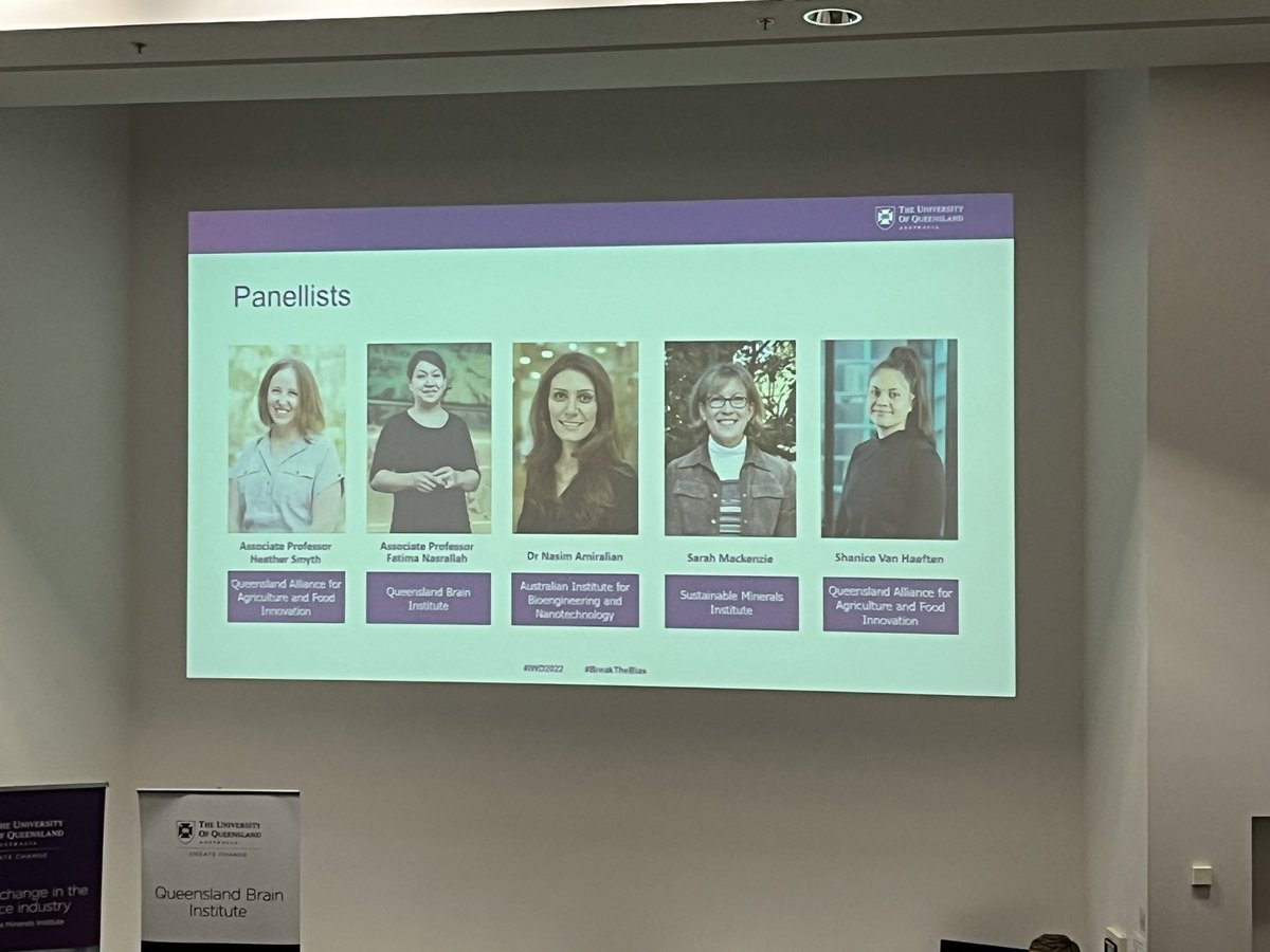 ollyfrith's tweet photo. Attended panel session @QldBrainInst for #InternationalWomensDay today. Great to hear colleagues @QAAFI, @QldBrainInst, @AIBNatUQ &amp; Sustainable Minerals Institute share their experiences on tackling and breaking bias in the workplace. https://t.co/2QxF7tOFnw