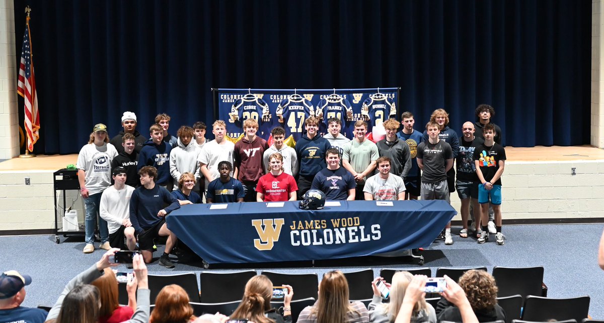 JWTouchdownClub's tweet photo. Happy college signing day to Karim, Caleb, Hunter &amp; Blake! We know you’ll do big things! 💙💛🏈 
@Karim17544003 @Keefer2004 @Hunter_F_71 @blake_hounshell 
@JamesWoodFB https://t.co/XgWFFV3L8N