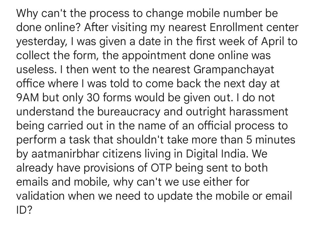 Please help make the process to update mobile or email ID, online. 
<a href="/Aadhaar_Care/">Aadhaar Help Centre</a> <a href="/UIDAI/">Aadhaar</a> <a href="/ceo_uidai/">Office of CEO UIDAI</a> <a href="/UIDAIMumbai/">Aadhaar Office Western Region</a>