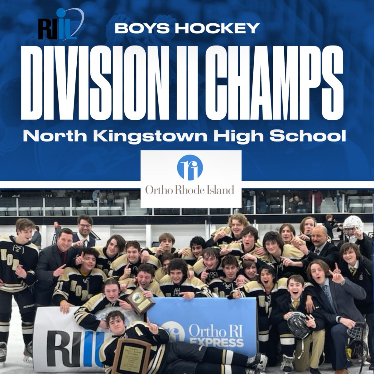 RIIL_sports's tweet photo. 2022 RIIL Boys Division II Hockey Champion - North Kingstown
Skippers win series, 2-0
Game 1 - North Kingstown 5, Lincoln 0
Game 2 - North Kingstown 2, Lincoln 1 https://t.co/4nH1yJQPW4