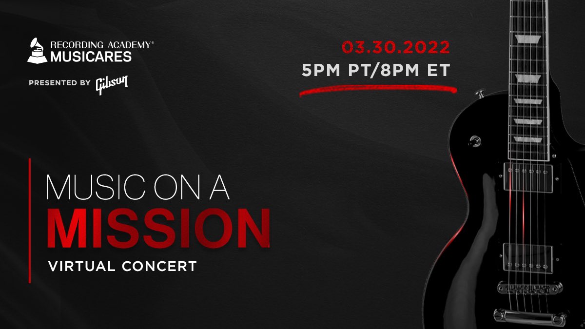 RecordingAcad's tweet photo. ✨ Mark your calendars! ✨ @MusiCares and @gibsonguitar are excited to present Music On A Mission, a virtual concert celebrating the power of music to make a difference. 

📲 Presale tickets are available now: https://t.co/m5ZzICkr1Z https://t.co/5Mlfs4K6D2