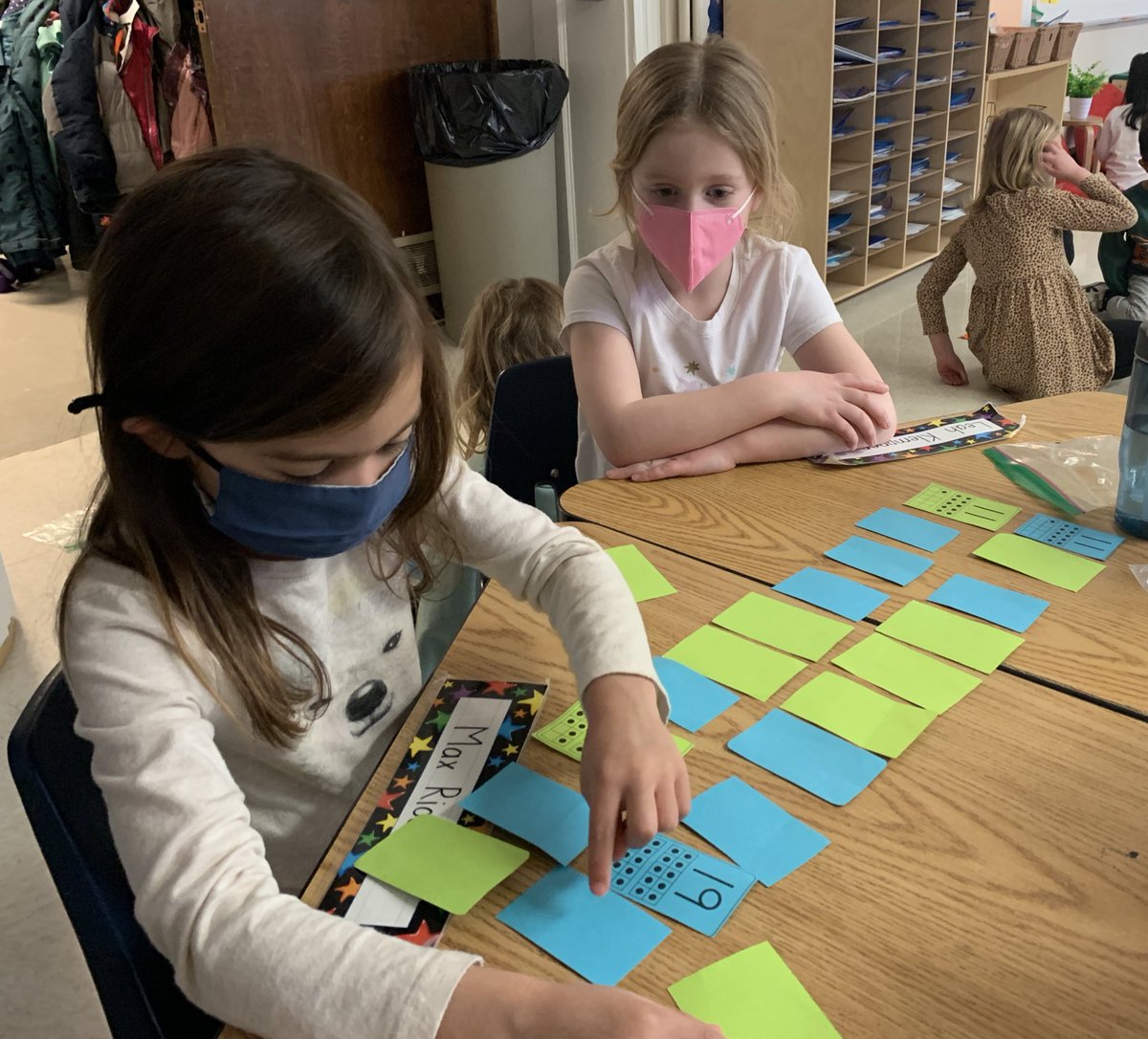 BurleyKinder003's tweet photo. We’re wrapping up our study of teen numbers! @BurleySchool mathematicians practiced putting these numbers in order with a partner today. #joyofburley https://t.co/dp2hEvxOsh