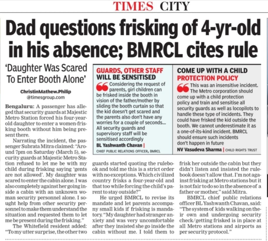 Dad questions frisking of 4-yr-old in his absence; @cpronammametro  cites rule
