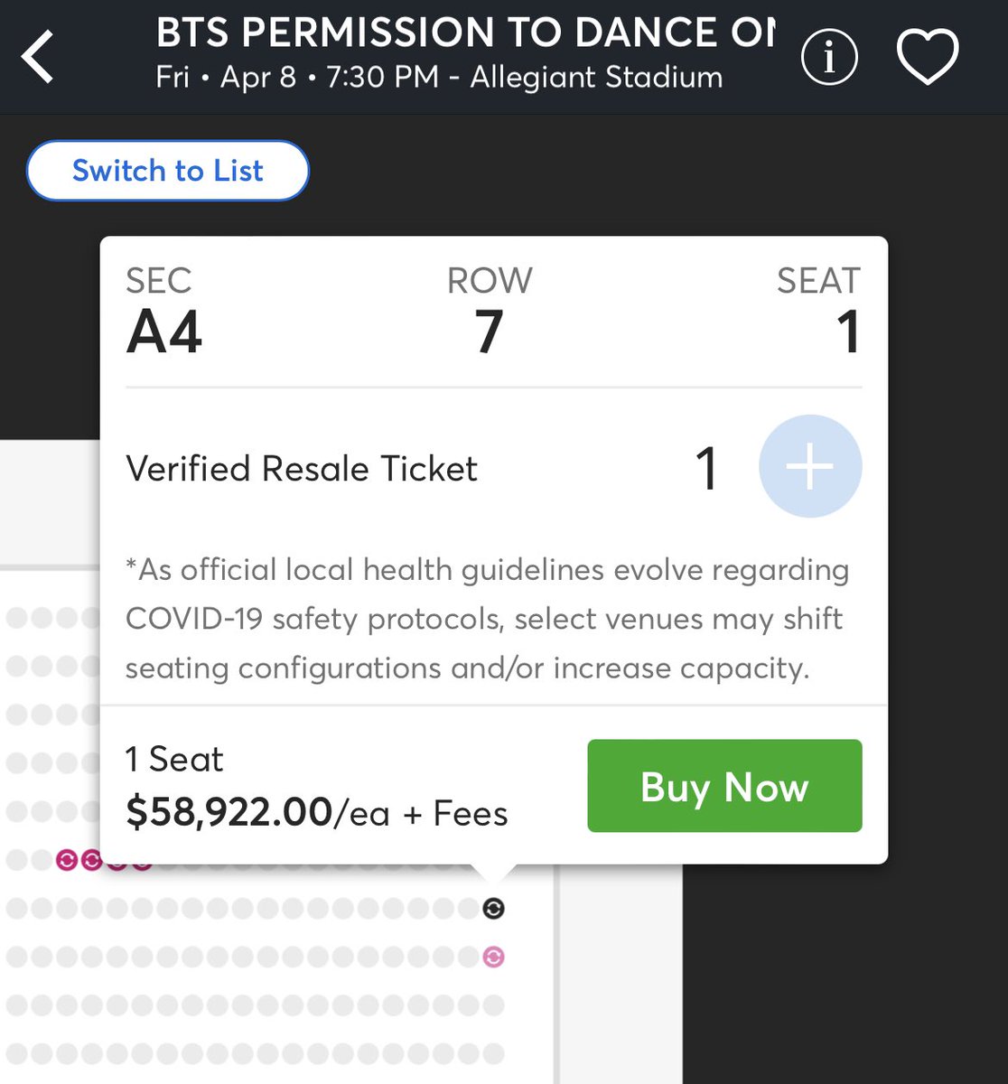 starrwinter's tweet photo. This is just gross… boo to whoever is selling Barricade seats for this 💔 #BTSTICKETS #BTSTicketSCAM #PTD_ON_STAGE_LAS_VEGAS https://t.co/D0ix8SekBi