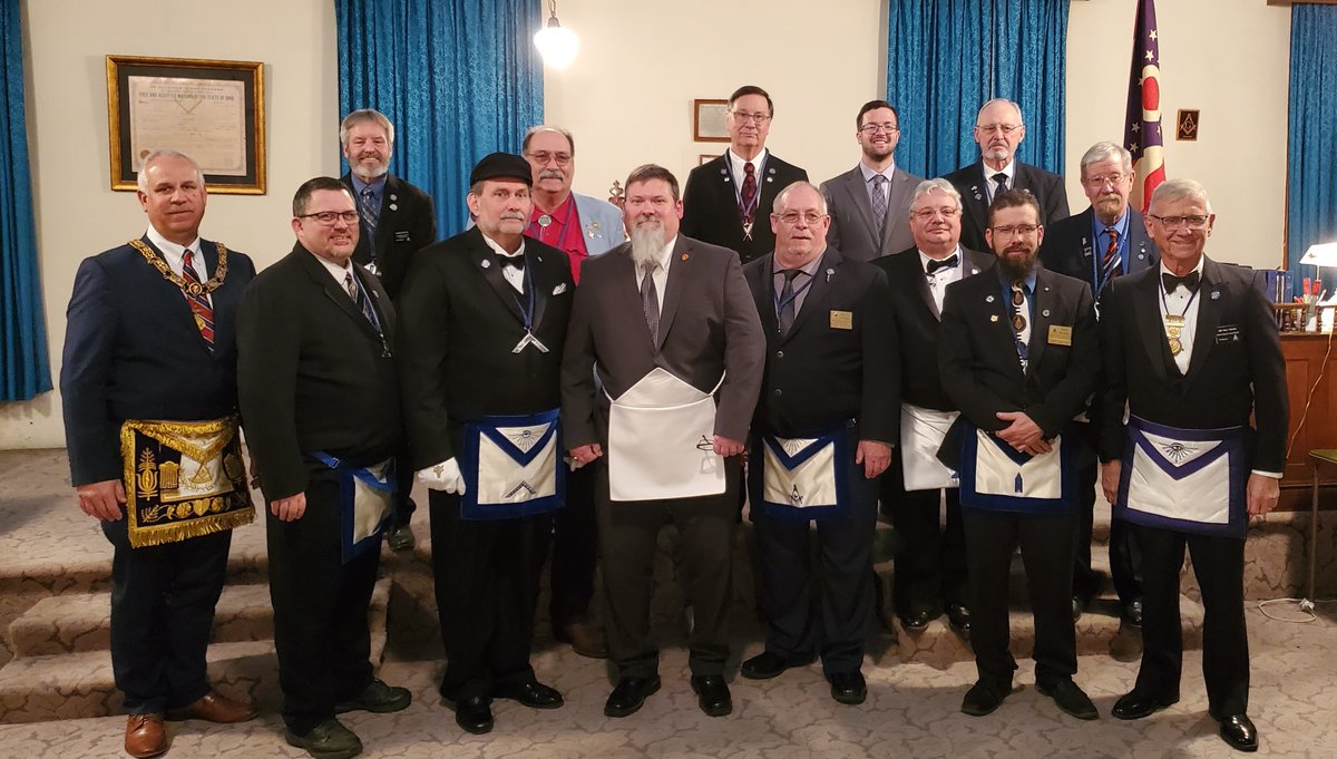 Ohio5thDistrict's tweet photo. Liberty Center 518 inspected in Entered Apprentice last night and had a great turnout to see a wonderful degree. Nicely done W.B. Gloor and the Officers of L.C.! https://t.co/eQXKu15UMY