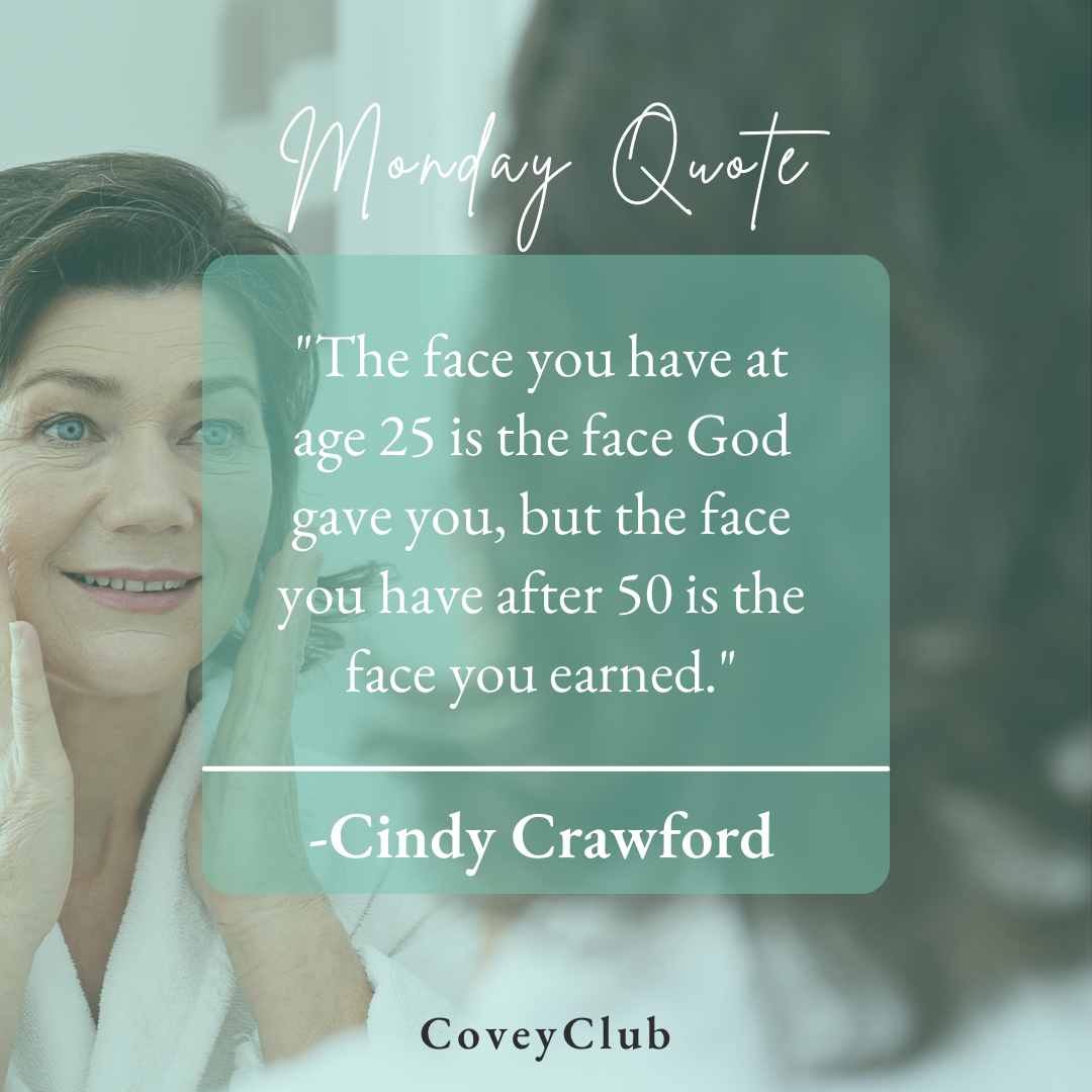 We have all earned our wrinkles and laugh lines. Enjoy them! They show your character.

#ownyourface #laughlines #wrinkles #ageisjustanumber #coveyclub #proaging #ageasyouplease