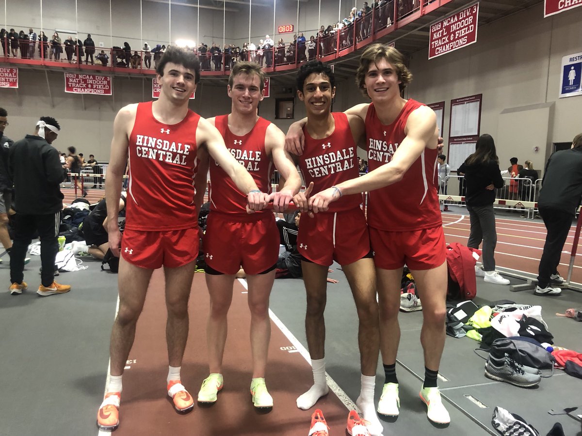 Mustang Relay Champs, School Record.  7:54.  Revord to Bandukwala to Doorhy to Watcke. Led it wire to wire!