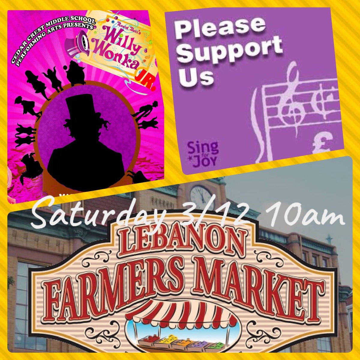 Come support our Cast and Crew as we perform at the #LebanonFarmersMarket this Saturday @10am! Afterwards, you can enjoy the many splendors the Market has to offer! #CCMSPA #CCMS #Falcons #supportthearts #shopsmallbusiness