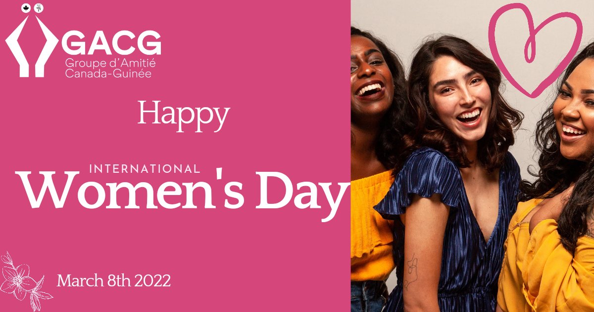 GroupeACG's tweet photo. 🚺♀️ Ce 8 mars 2022, à cette occasion de la Journée Internationale des Droits des Femmes nous souhaitons une heureuse journée à toutes femmes; spécialement à toutes celles qui s'investissent dans le développement et la promotion des relations entre le Canada et la Guinée. https://t.co/RGQT1zBbby