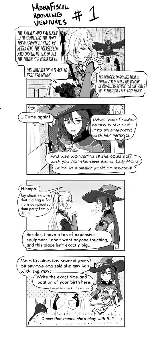 lezzcargot's tweet photo. [monafischl] just something for fun about them being dumb (mostly mona) and gay (mostly fischl) roommates, will probably draw more very irregularly https://t.co/yaxh5pawQi
