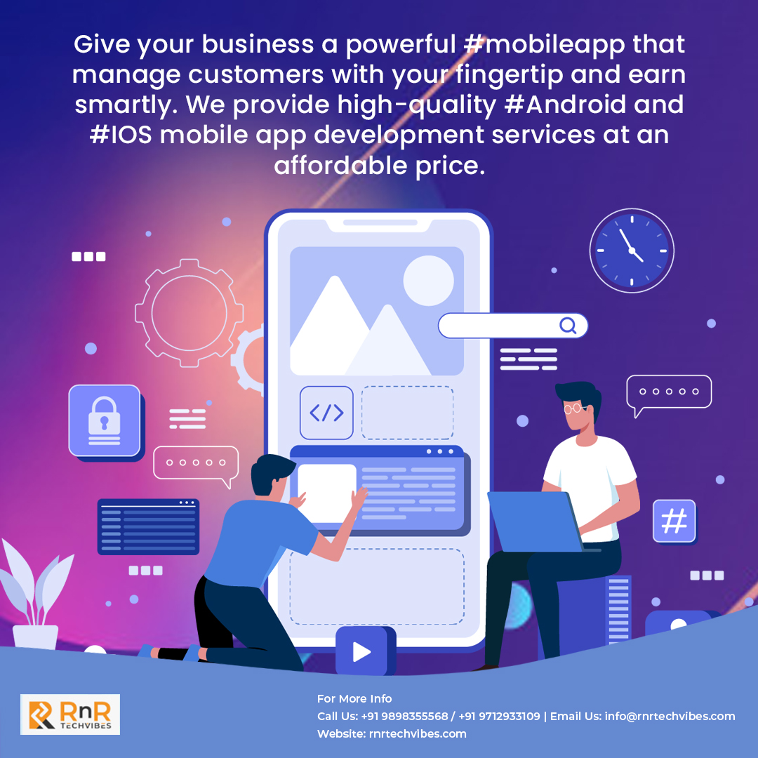 rnrtechvibes's tweet image. Give your business a powerful #mobileapp that manage customers with your fingertip and earn smartly. We provide high-quality #Android and #IOS mobile app development services at an affordable price.