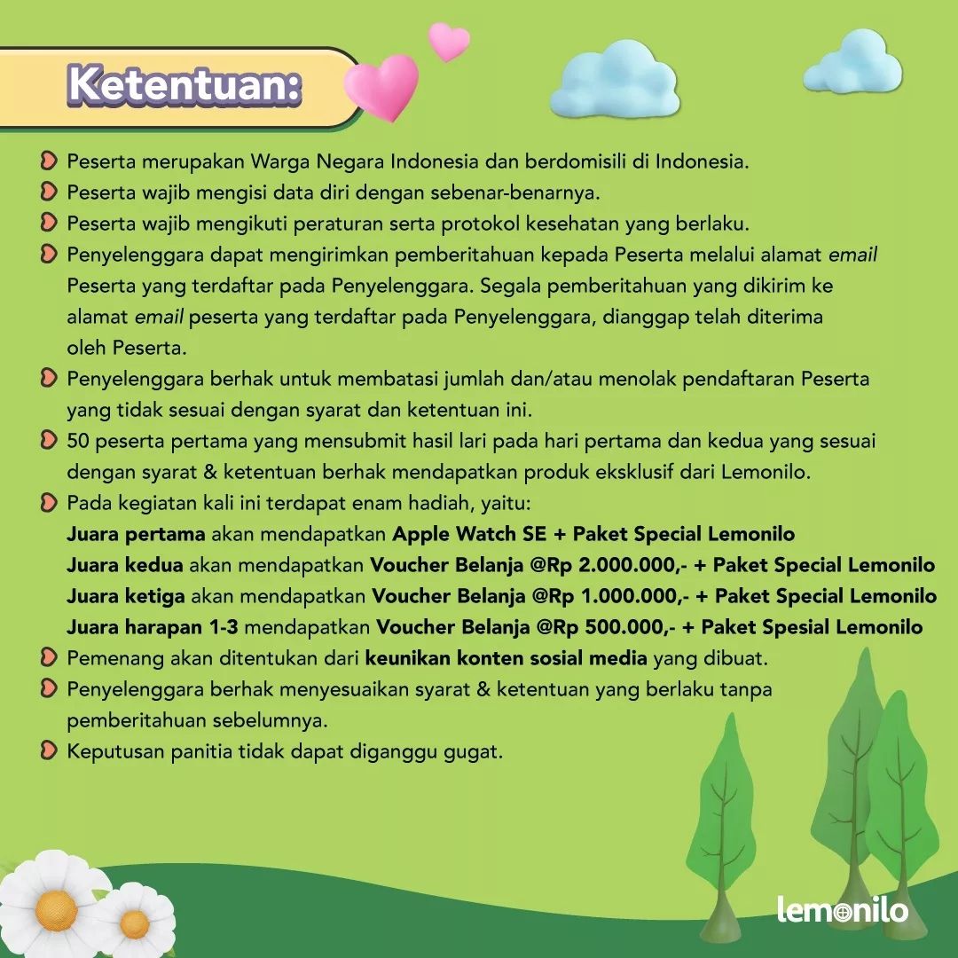 LarikuInfo's tweet image. 🔽
🍋 #PerempuanHebat Virtual Fun Run
🗓️ 18-20 Maret 2022
📐 5K • Virtual/Fun Run
🌤 Bebas / Anywhere
💛
🧿 LariKu.info/PHVR22 ️◀️
🔺
🔺

••••
#PerempuanHebat #VirtualFunRun #LemoniloFitClub #LariKuinfo LariKu.info/perempuanhebat…