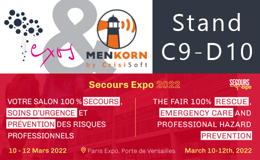 crisisoft's tweet photo. MenKorn Nomad de @crisisoft pour la prise en charge de dispositifs prévisionnels de secours #DPS, est présenté cette semaine au salon Secours Expo, Porte de Versailles à Paris.
Retrouvez @crisisoft et @ExosTelecom , stand C9-D10 du 10 au 12 mars.
#AASC
https://t.co/nw1VxYFohO https://t.co/lKx9NNnb9O