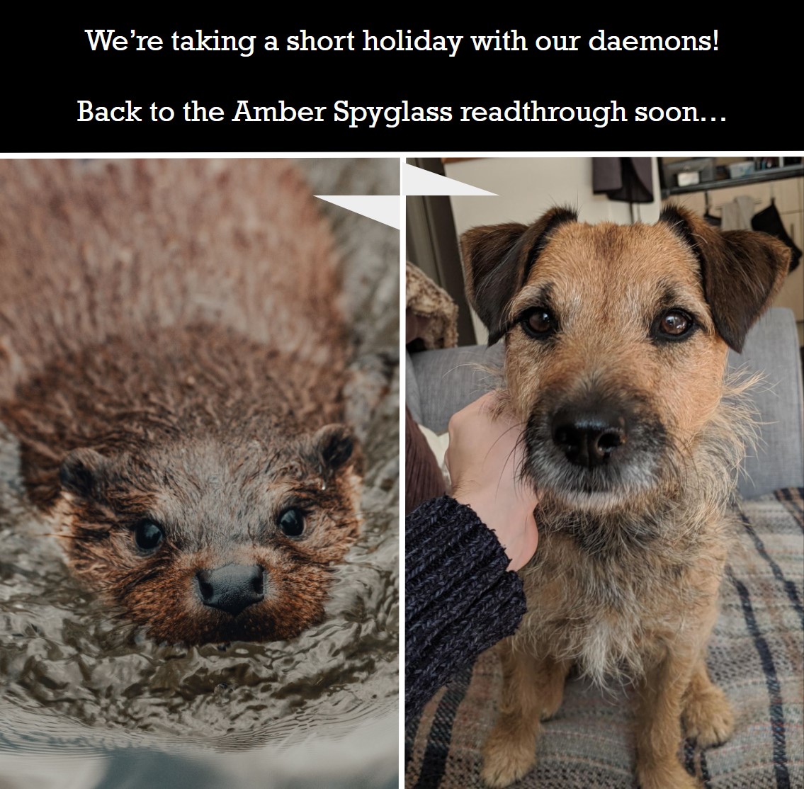 DarkMaterialPod's tweet image. We're taking a short break from our readthrough of the #AmberSpyglass, whilst Amy and her daemon go and explore some Scottish Lochs...
Watch this space for more #HisDarkMaterials content soon!

Don't forget to tell them stories - &amp;amp; give those daemons a good neck scratch