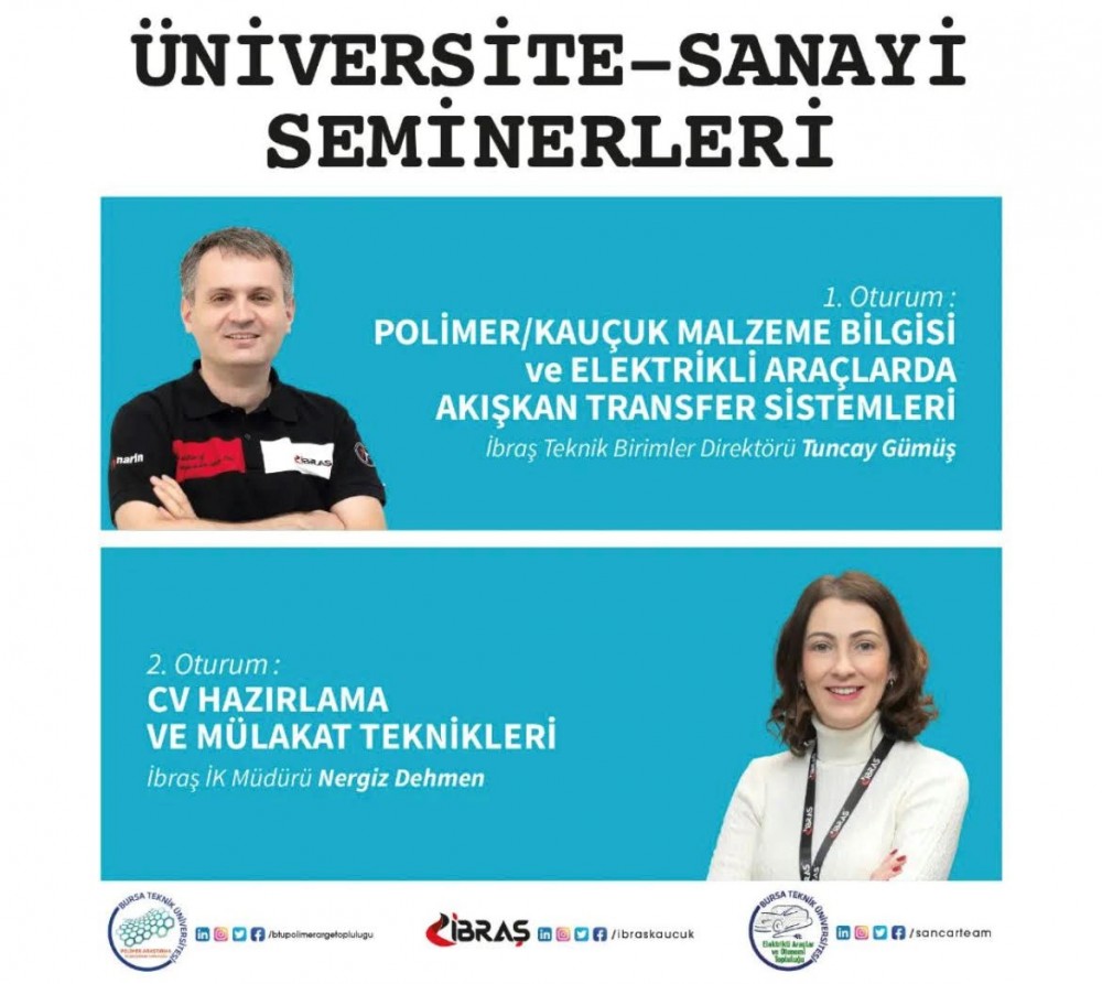 BtuMechanical's tweet photo. Polimer Araştırma ve Geliştirme Topluluğu ve Elektrikli Araçlar ve Otonomi Topluluğu, İbraş Kauçuk ortaklığıyla düzenlenecek olan Üniversite-Sanayi Seminerimiz 10 Mart Saat 15.00'da Mimar Sinan Yerleşkesi A Blok Erguvan Salonunda yapılacaktır. https://t.co/caQi0Lj59M