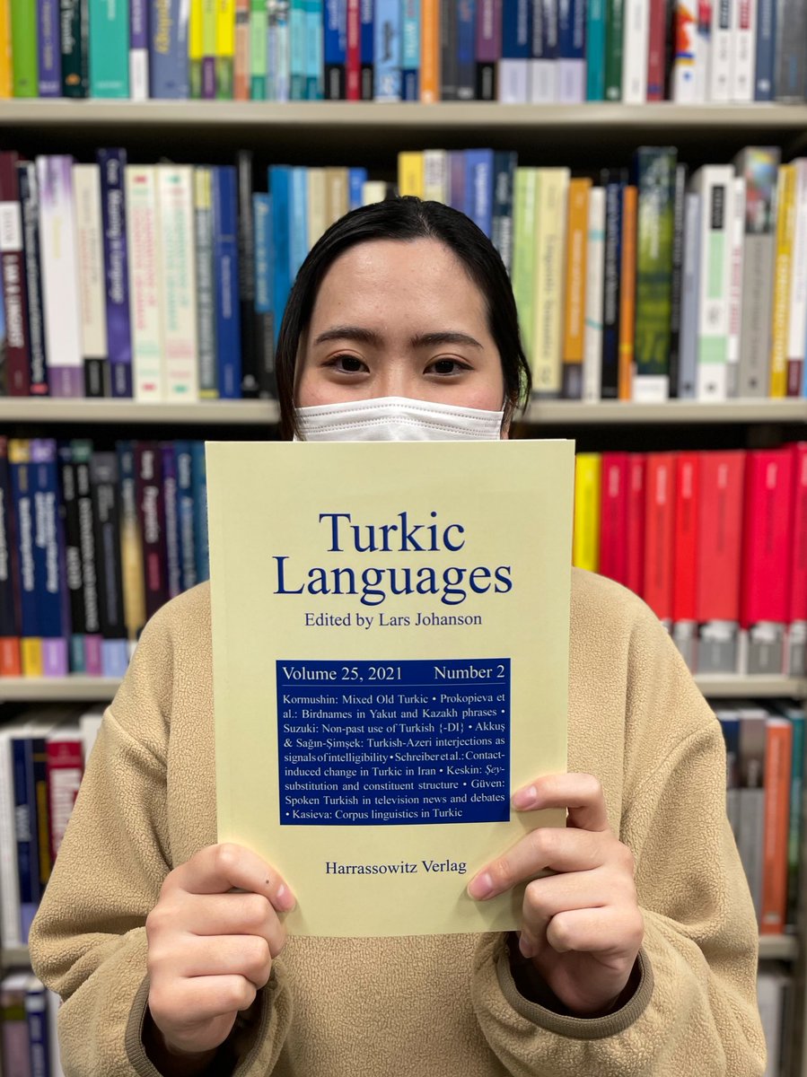 NoriNagaya's tweet photo. Join me in celebrating my grad student Yui Suzuki, who got her paper "An analysis of the non-past use of Turkish {-DI}" published in Turkic Languages. In this paper, she analyzes the non-past use of the past tense suffix {-DI}. She just received her own copy of the journal! https://t.co/CVL1J9o4K8