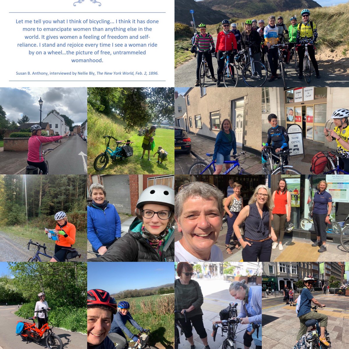 CyclingUK_Wales's tweet photo. On International Women’s Day let’s celebrate the bicycle’s role in the emancipation of women and all the women who work to enable others to get around by bike in Wales. #IWD2022 https://t.co/rjjVukkszf