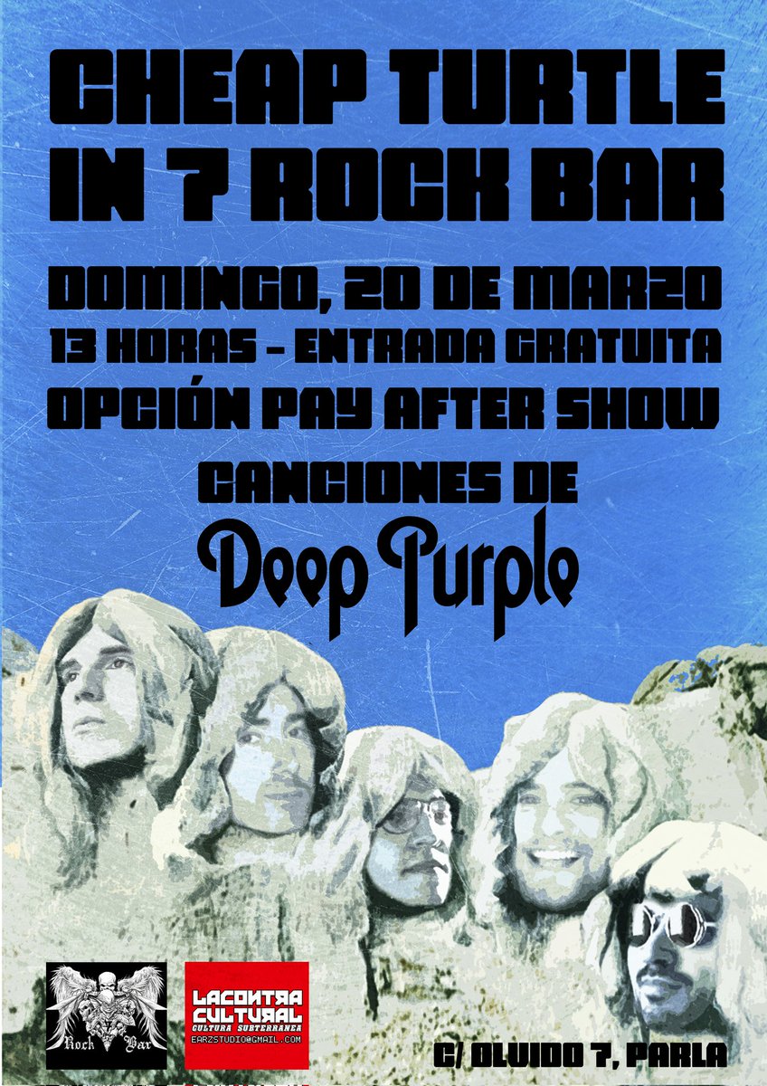 Rubenmacca's tweet photo. Fans de Deep Purple...¡Nos vemos el domingo 20 de marzo en Parla!
#CheapTurtle
#DeepPurpleMadrid
#7RockBar
@ritchiearg https://t.co/7tyDv7HRdP