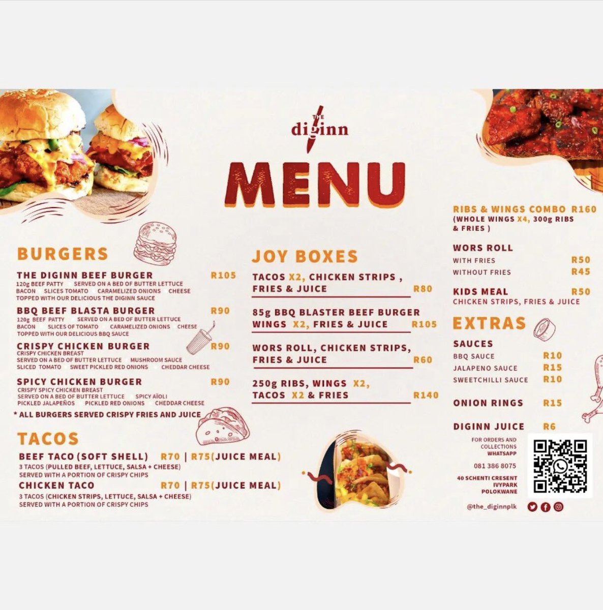 the_diginnplk's tweet photo. If you still haven’t tasted our food, why????😅😅😅😅 We are located in Polokwane, we do both collections and deliveries. Call us with your order : 0813868075 #TheDiginn 🌮🍟🍕🍔 https://t.co/TyxH0pmc72