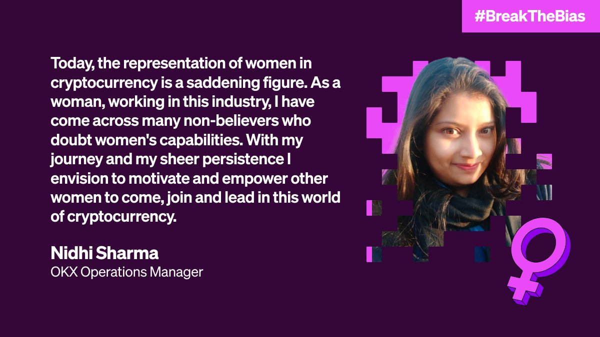 #5️⃣ #breakthebias from #OKX Operations Manager, Nidhi Sharma <a href="/ardent_India/">Nidhi</a> 💬  

Share &amp; 💙 this if you support Nidhi to continue leading more women to join the space!