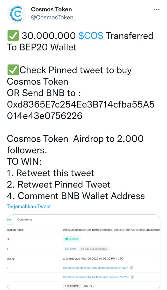 p4ul4_li3's tweet photo. @CosmosToken_ bnb1mn77wr0aadj5cxnfwxxh0acpy8tyxfkq4mskh7 https://t.co/BlT3KonqdI