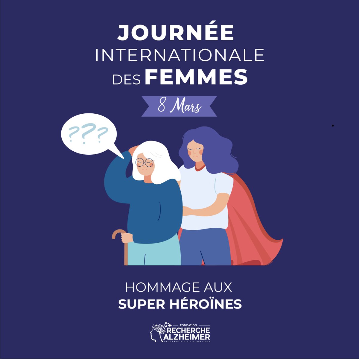 8 mars : hommage à toutes les héroïnes du quotidien. On ne le dit pas assez : 70% des #aidants de proches malades sont des femmes. Pour elles aussi #MettonsAlzheimerKO #8mars
