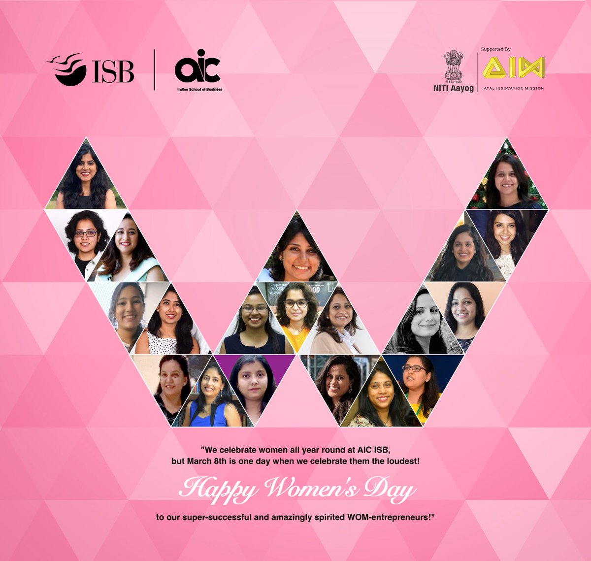 AIC at Indian School of Business (@aicisb) on Twitter photo We celebrate #women all year round at AIC ISB, but March 8th is one day when we celebrate them the loudest!
Happy Women's Day to our super-successful and amazingly spirited WOM-entrepreneurs!
#womenentrepreneurs #womeninbusiness #womenfounders
<a href="/ISBedu/">Indian School of Business (ISB)</a> <a href="/AIMtoInnovate/">Atal Innovation Mission Official</a> <a href="/ISB_DLabs/">DLabs</a> We celebrate #women all year round at AIC ISB, but March 8th is one day when we celebrate them the loudest!
Happy Women's Day to our super-successful and amazingly spirited WOM-entrepreneurs!
#womenentrepreneurs #womeninbusiness #womenfounders
<a href="/ISBedu/">Indian School of Business (ISB)</a> <a href="/AIMtoInnovate/">Atal Innovation Mission Official</a> <a href="/ISB_DLabs/">DLabs</a>