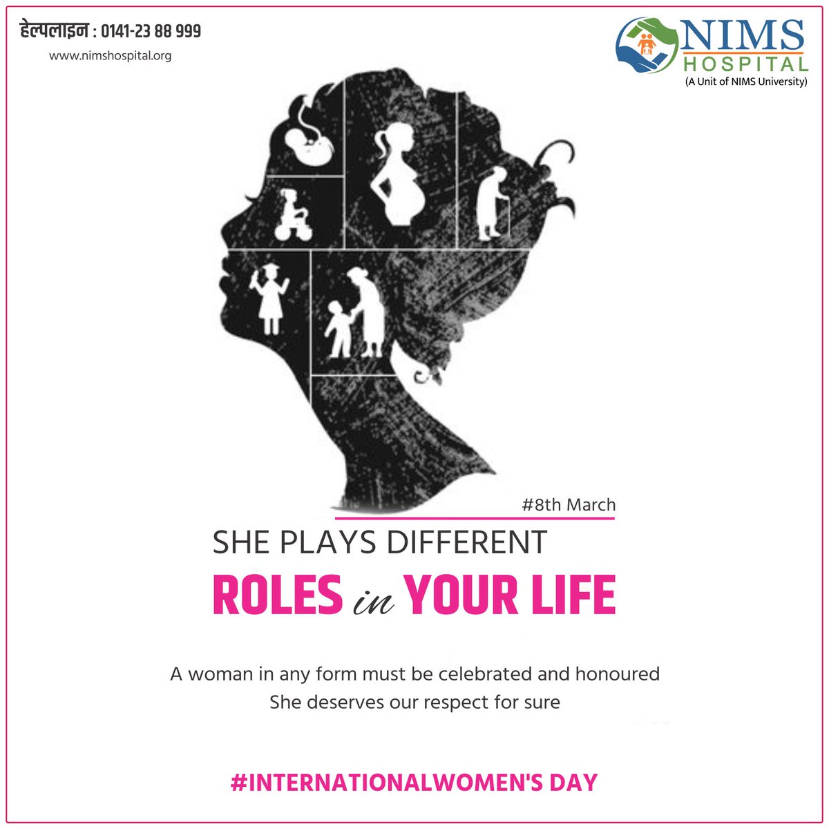 NIMShospital_'s tweet photo. Happy women's day !
#women #womeninhealthcare #womeninbusiness #NIMSHospital #womensday2022 #InternationalWomensDay #InternationalWomensDay2022 #NIMSUniversity https://t.co/ts9jJgeg0B