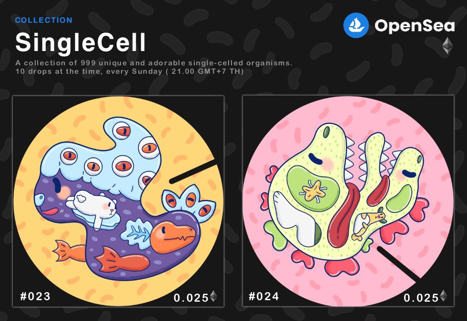 CDFT_NFT's tweet photo. 🚀Collection SingleCell🚀
👾👾 #023-#024👾👾
⭐️0.025 ETH⭐️

Available On .. Opensea
Link : https://t.co/yrMSGKeBIy

#NFTCollection #NFT #NFTCommunity #NFTartist #opensea #NFTTHAILAND #nftart https://t.co/s4DGdk9Ept