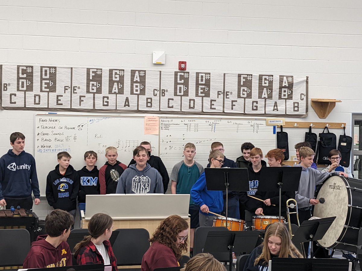 8th grade band members created soundscapes in small groups, then completed a written critique of what they heard! #KoMetsWrite #KoMetPD #kometexcellence