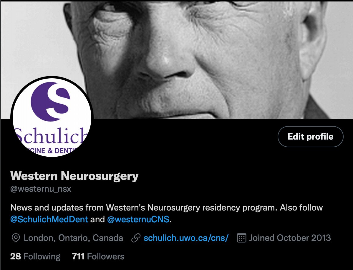 westernu_nsx's tweet photo. We're back. Follow us for news and updates from Western's #neurosurgery residency program @SchulichMedDent and @WesternUCNS. 🧠 https://t.co/zBpCmpZ7RZ