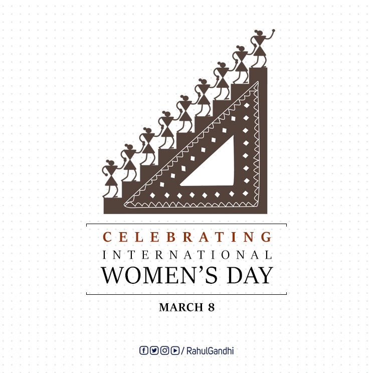 RahulGandhi's tweet photo. Women are capable of transforming a society by their wisdom, dedication and strength. 

They must get their long pending due. 

Women’s Day greetings to all. https://t.co/Jk0MeB1R63