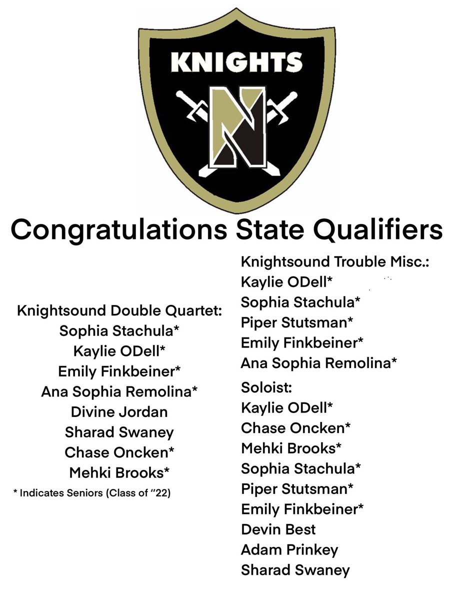 Congratulations to our Knight Choir members who made it to state! Congratulations to everyone who performed at Solo and Ensemble!