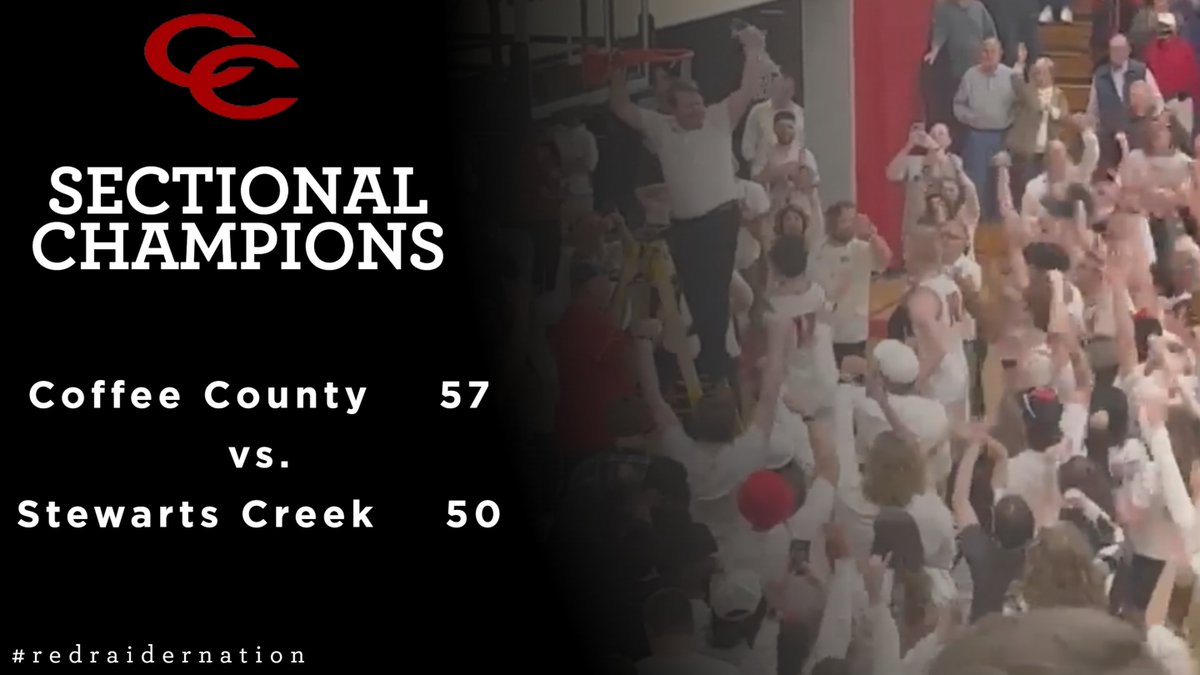 CoffeeCoRaiders's tweet photo. You can't make this stuff up. @CCHSBasketball7 has WON the Sectional Championship! They will be competing in the STATE TOURNAMENT next Wednesday @ 1:15 pm against Dobyns-Bennett. So proud of these boys and their coaches for their hard work and determination. #redraidernation https://t.co/QrdYUxqKzP