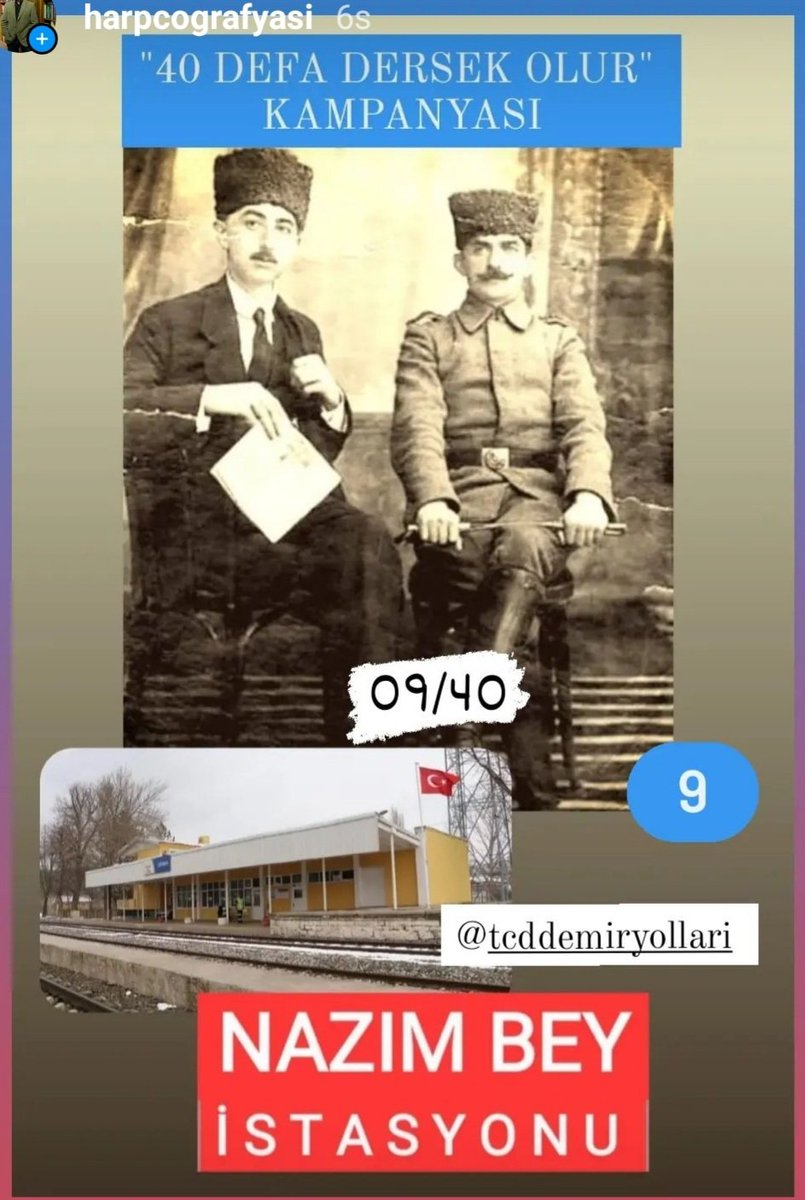 40 DEFA DERSEK OLUR mu sevgili <a href="/TCDDemiryollari/">TCDD-Türkiye Cumhuriyeti Devlet Demiryolları 🇹🇷</a> , ne dersin?
👉#NazimBeyIstasyonu👈
0️⃣8️⃣/0️⃣3️⃣/2️⃣0️⃣2️⃣2️⃣
Bugün 9.gün...