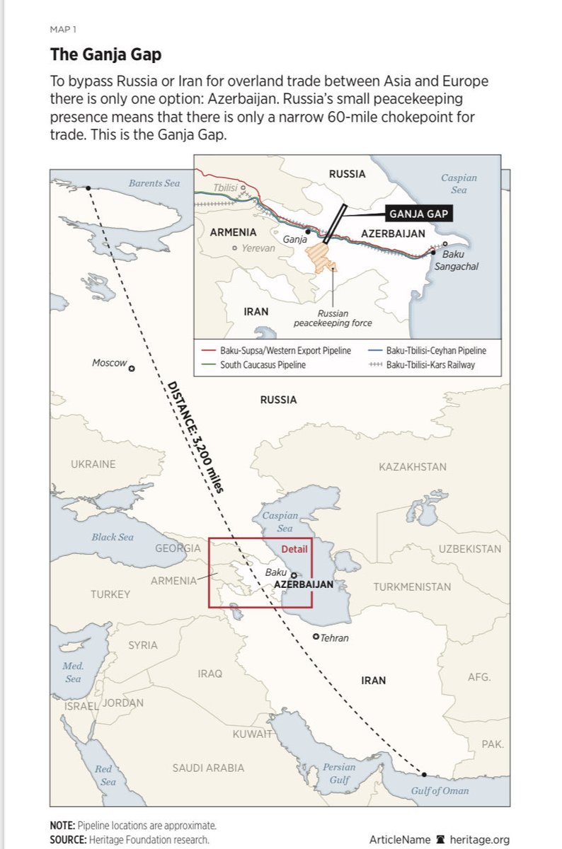 The Caspian region is only becoming more important. As Russia becomes more of an international &amp; economic pariah, American and European policymakers need to have a close look at this map. East-West trade, oil, gas and flights on Eurasian landmass will have to go through #GanjaGap