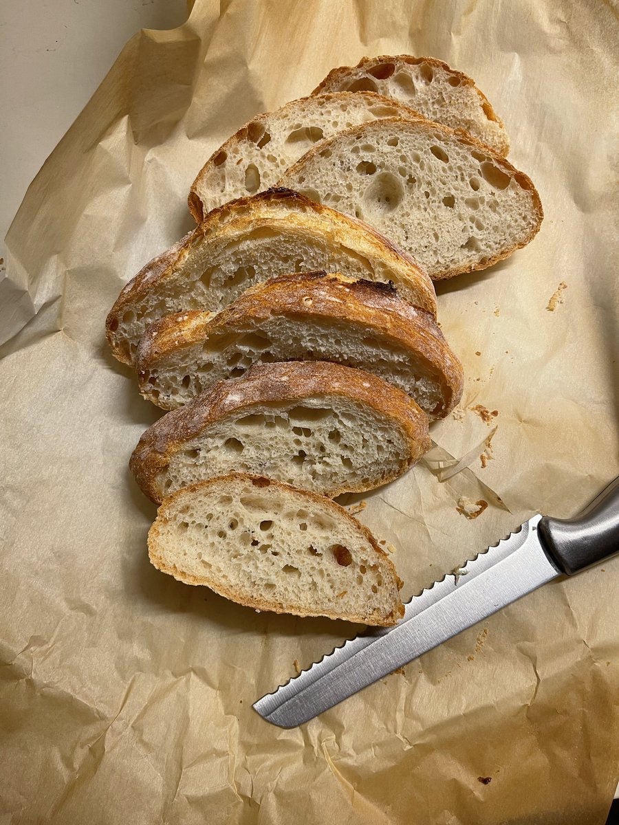 ChrysPopkoff's tweet photo. Finally achieved a nice, airy crumb! #baking #bakingbread #Bread https://t.co/XofCkL3Zya