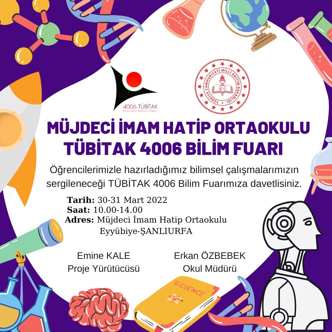 Bilim fuarımıza herkes davetlidir☺️ <a href="/tcmeb/">Millî Eğitim Bakanlığı</a> <a href="/sanliurfabld/">Şanlıurfa Büyükşehir 🇹🇷</a> <a href="/UrfaValiligi/">T.C. ŞANLIURFA VALİLİĞİ</a> <a href="/EyyubiyeMem63/">Eyyübiye İlçe Milli Eğitim Müdürlüğü</a>
