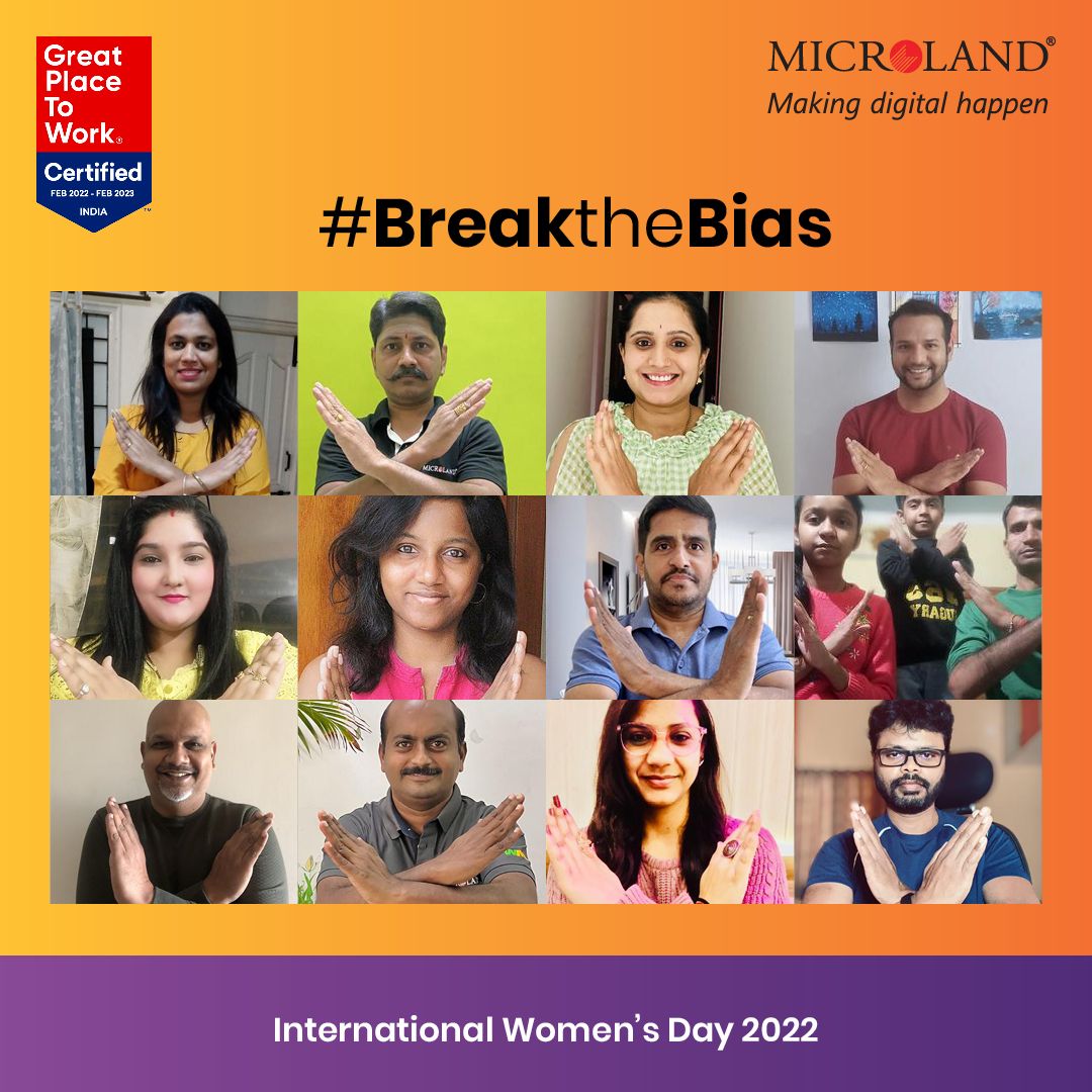 MicrolandLtd's tweet photo. On International Women’s Day 2022, we at Microland, stand together to #BreakTheBias, and help build a more diverse, equal and inclusive world. Wish you all a Happy International Women’s Day!
#iwd2022 #microlanders #peopleprioritized https://t.co/B00qkZsfwO