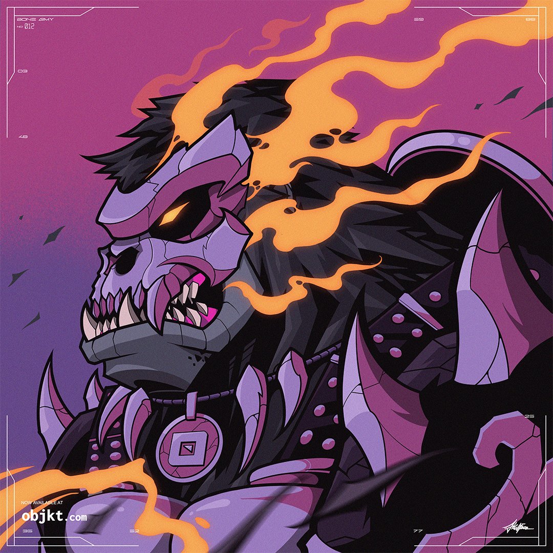 skullfaceph's tweet photo. ATTENTION #THEBONEARMY!⚔️ Let me introduce to you Kaen, The Warchief! A special collaboration with @lynkfire!

1/1
Reserve 1 $XTZ
Ending in 24 Hours
https://t.co/9eLIOBlXaN

The collector of this piece will receive a PRO access on Lynkfire.

#NFTCommunity #nftcollectors #CleanNFT https://t.co/IIWL0WTRXh
