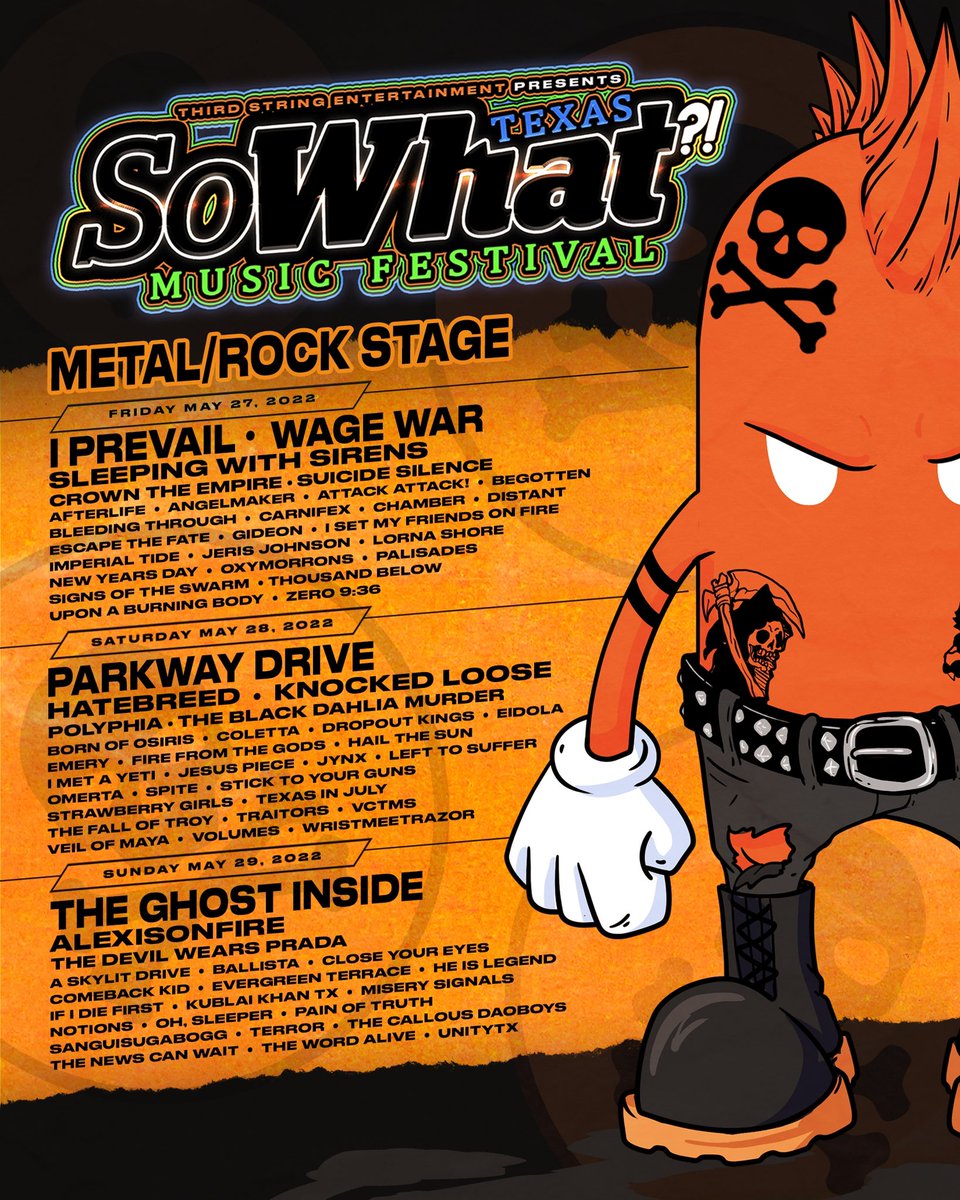 Putting on this festival at the old Rangers stadium in Arlington, TX in 81 days!

Buy your tickets so we can sell this out!

Can’t go? At least hit the RT and spread the love.

Support independent promoters out here working our asses off!

🎟 Sowhatmusicfestival.com