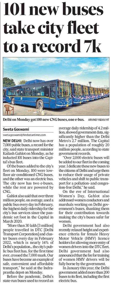 TransportDelhi's tweet photo. Under the leadership of CM, @ArvindKejriwal, Delhi's bus fleet crosses record 7000 for the first time ever.

100 CNG buses and 1 new Electric bus flagged off by Transport minister @kgahlot. He dedicates all new buses to Aam aadmi of Delhi.

#Switchdelhi https://t.co/TtzcttJZUf