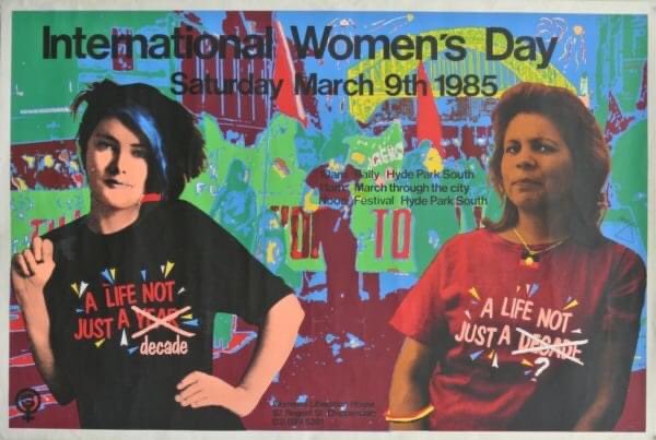 WomensLibraryAu's tweet photo. The theme for this year’s #IWD2022 observance is “Gender equality today for a sustainable tomorrow.”

IWD poster March 9th 1985 designed by Toni Robertson. From the JSNWL  collection. https://t.co/buCh9ndLSm