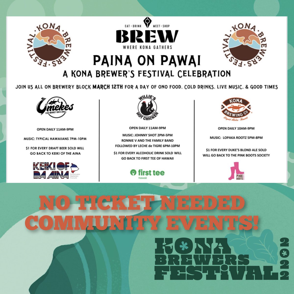 The community celebration extends into Kailua Village on #konabrewfest  day 2022! Cheers!