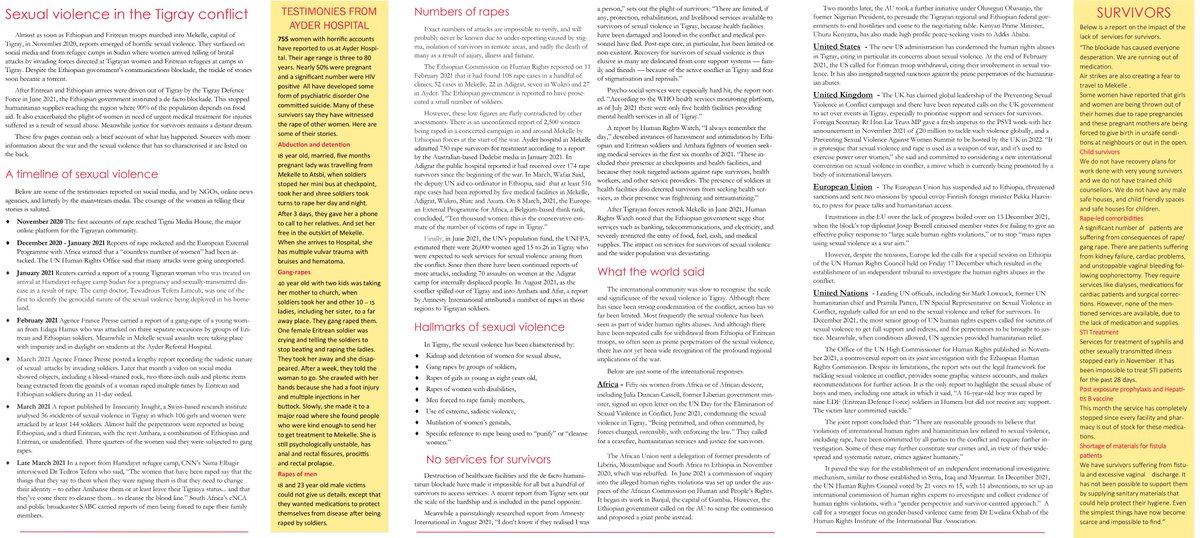 _HabenTigray's tweet photo. Haben Tigray wants to highlight the need for action beyond awareness of the dire situation that women of Tigray have been facing as survivors of sexual violence in Tigray war. We endorse this document and urge you to be informed and take action at your capacity #BeyondSurviving https://t.co/eQKyoVSLZP