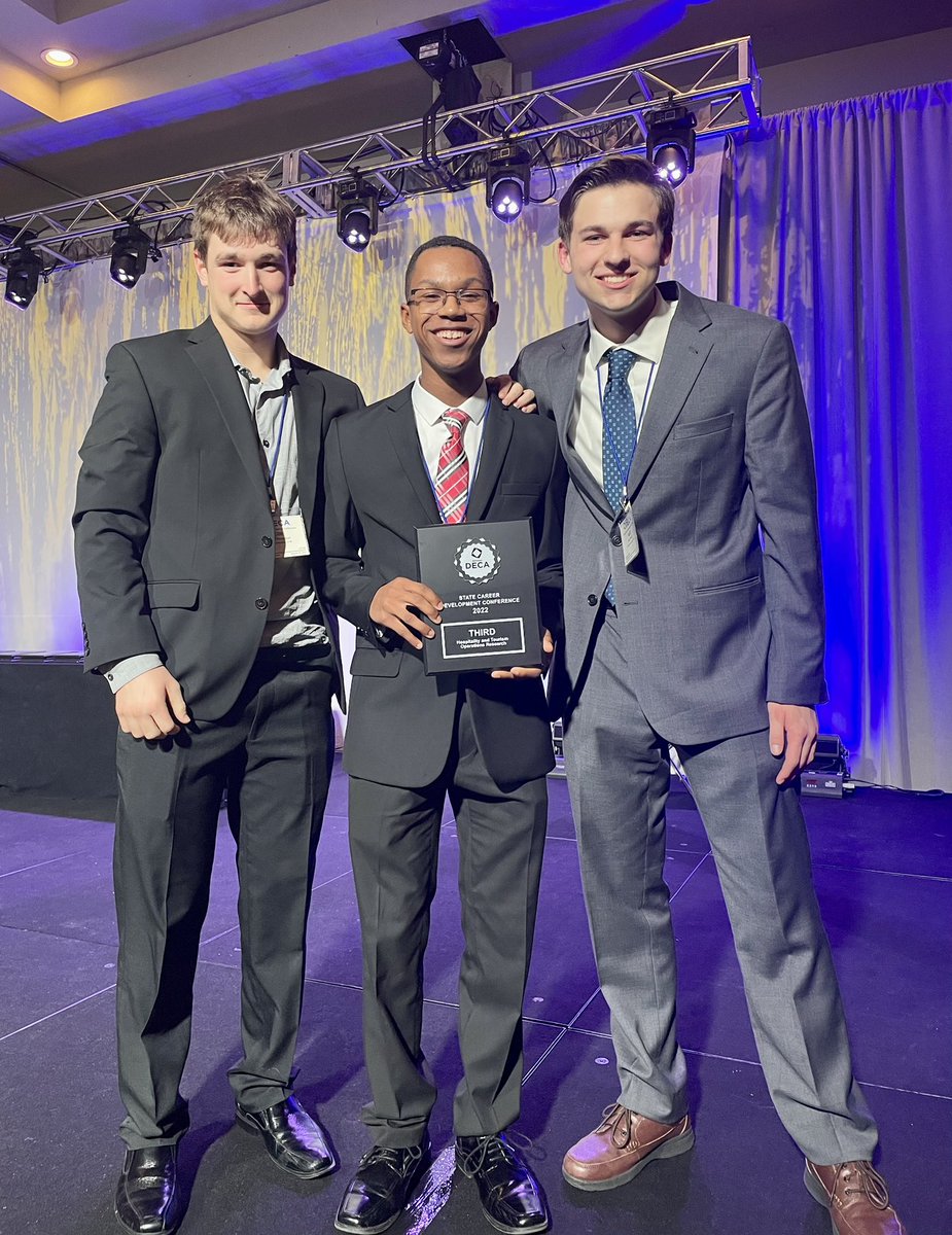BHS_Accounting's tweet photo. Congrats Jacob, Matthew and Alec on your 3rd place finish and qualifying for ICDC in Atlanta, GA in the Hospitality and Tourism Research Operations Event! @BHSDecaDepot https://t.co/1gSH1f2oTW