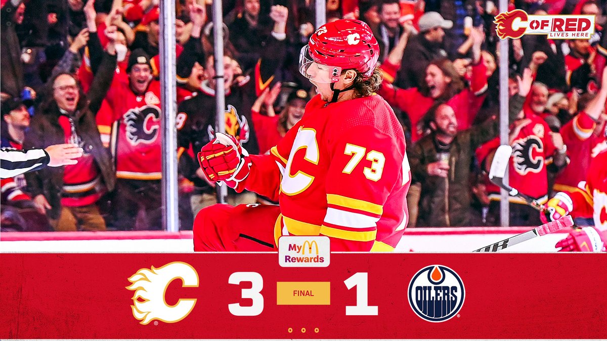 NHLFlames's tweet photo. A BIG WIN IN THE BATTLE OF ALBERTA!

#Flames | https://t.co/wei5ugkbuX https://t.co/BWaB7r4YZY