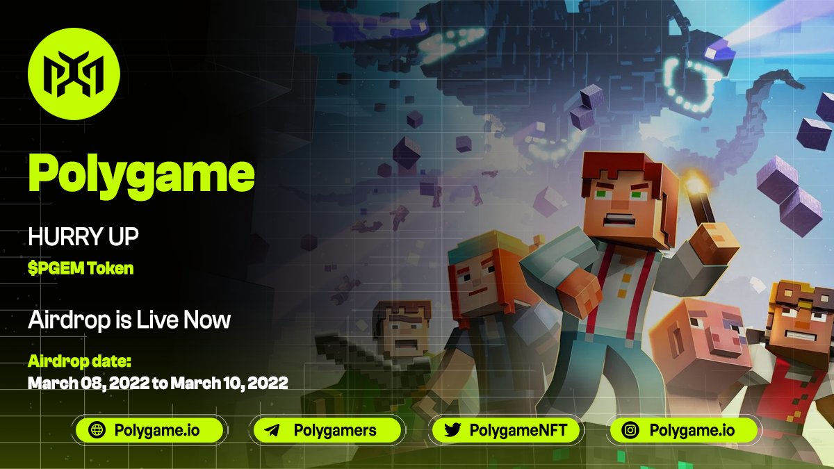 🪂#Polygame's #Airdrop Campaign 6🪂

🏆$9,000 PGEM🏆

Airdrop ends March 10, 2022

1️⃣ Do 5 tasks
2️⃣ Get 10 PGEM tokens
3️⃣ Refer more to earn more 

🚀Airdrop Link: t.me/PolygameAirdro…
🗒Rules: reddit.com/r/Polygame/com…