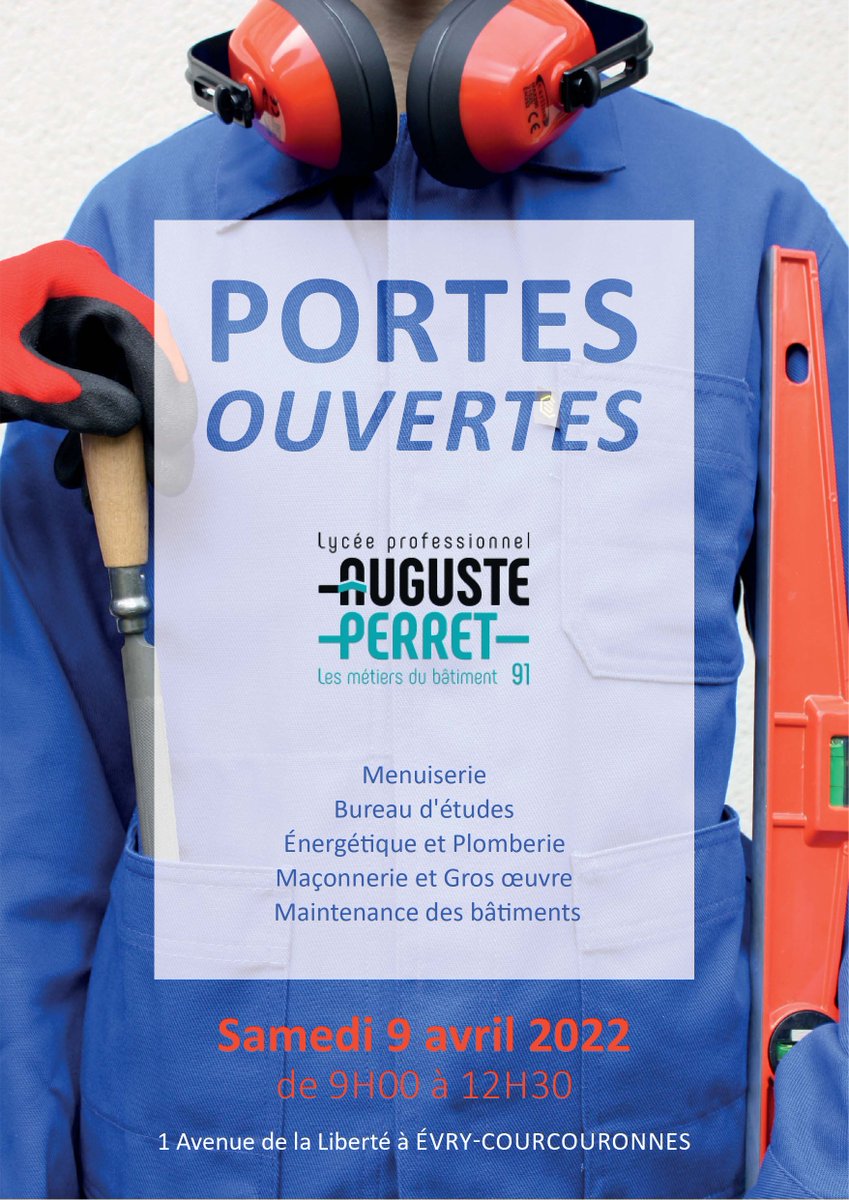 Lycee_Perret's tweet photo. Le Lycée Professionnel Auguste Perret organise sa journée portes ouvertes le samedi 9 avril 2022 de 9h à 12h30 #JPO @VilledEvryCourc @acversailles https://t.co/uodagTQJwn