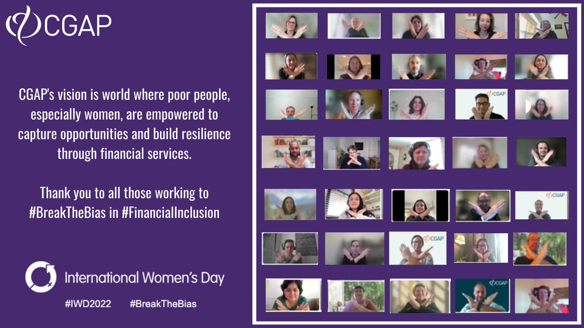 CGAP's tweet photo. In CGAP's approach to gender equity in #financialinclusion, we seek to make sense of the challenges and opportunities that stand in the way of women’s financial inclusion and economic empowerment. 
https://t.co/WX9s0n3VaY

#IWD2022 #BreakTheBias https://t.co/1XAJfJQmfH